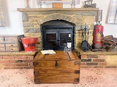 Old Antique Pine Chest Vintage Wooden Storage Trunk Blanket Box Coffee Table. • £124.99