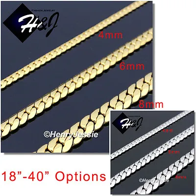 18 -40 MEN Stainless Steel 4/6/8mm Silver/Gold/Black Plated Miami Cuban Necklace • $28.99