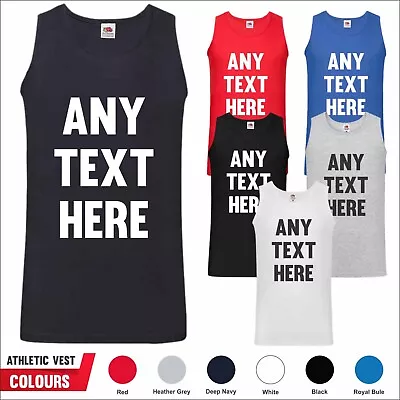 £7.24 • Buy Personalised Custom Printed Fruit Of The Loom Athletic Vest Tank Top Tee Tshirt