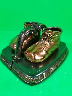Vintage MASON MASTERPIECE Heirlooms Of Babyhood Bronzed Baby Shoes Bookends (Z6) • $14.99