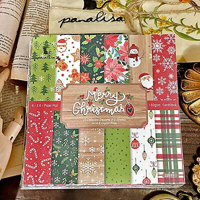 12x Christmas Paper Pad Floral Scrapbooking Album Junk Journal Card Diary DIY AU • £6.79