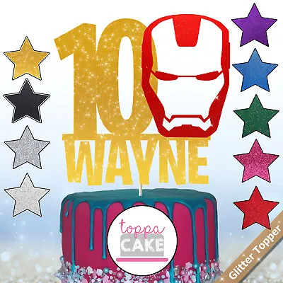 Iron Man Boy Marvel Toppers Personalised Any Name Age Cake Topper Decoration • £3.99