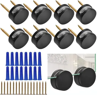 Black Upgraded 3-5Mm Frameless Mirror Mounting Hardware 8 Pack Dual-Screw Fixing • £13.60