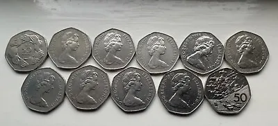 50p Fifty Pence Old/large Coin Job Lot 73767778798081828394/RARE 1970 • £33