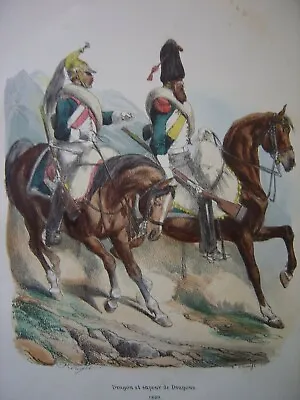1809 DRAGON & DRAGON SAPPER Engraving Military Costumes Napoleon Bonaparte • £17.89