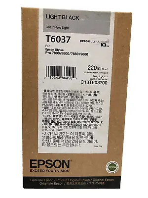 Epson Light Black K3 Ink Cartridge T6037 UltraChrome For Stylus Pro • $79.99