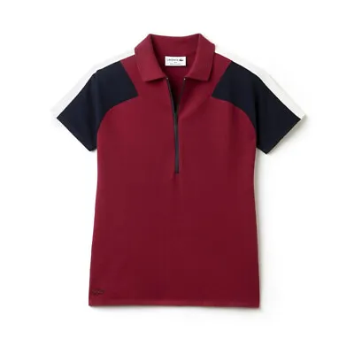 £35.99 • Buy Lacoste Polo Red Womens TShirt Tee Short Sleeve Designer Zip Top UK6 PF7684