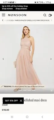 £12 • Buy Monsoon Marion Halter Embellished Maxi Dress, Size 22