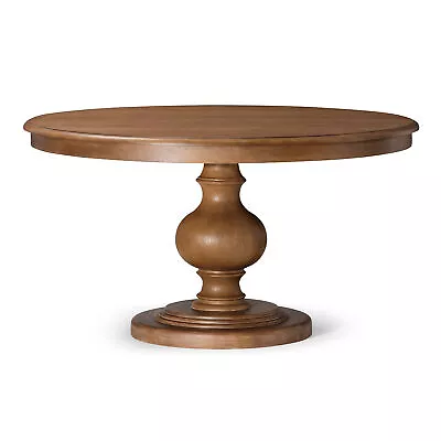 Maven Lane Zola Traditional Round Wooden Dining Table In Antiqued Natural Finish • $1099