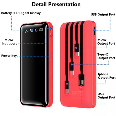 $13.99 • Buy Power Bank 900000mAh Backup External Battery Charger Pack For Cell Phone 4 USB