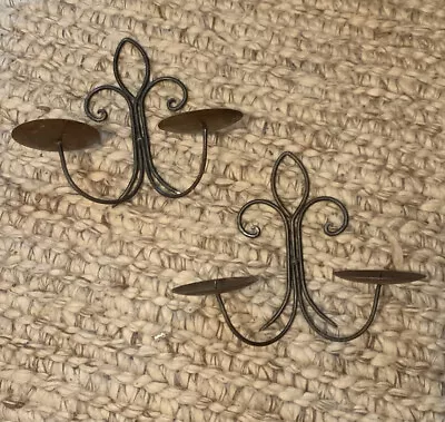 Wall Hanging Candle Holders - Gothic  Medieval  Wrought Iron For 4  Candles • £24.11