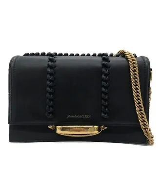 Alexander McQueen Braided The Story Shoulder Bag Black Leather Used • $627