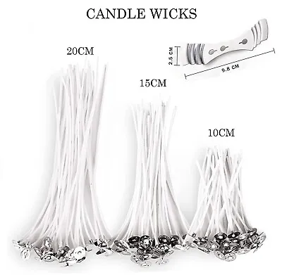 Pre Waxed Candle Wicks With Sustainers Long Tabbed For Candle Making Craft • £3.49