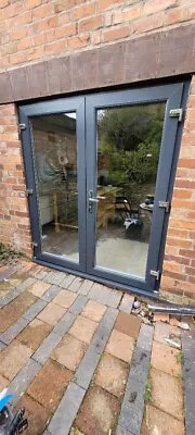 Anthracite Grey On White  Upvc French  Patio Door With Glass Locks Free Delivery • £850