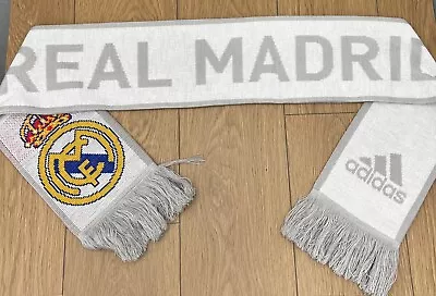 Real Madrid Authentic Adidas Scarf White Gray Unisex Adult One Size EUC • $15