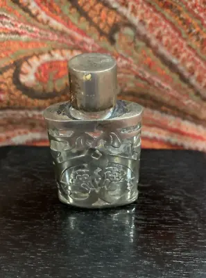 Vintage Glass Perfume Bottle With Silver Overlay 2  Mexico JJC Eagle 2 • $40