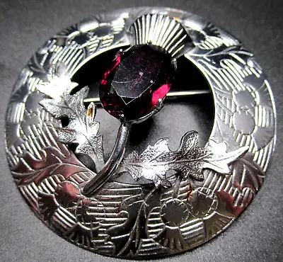 MIZPAH Scottish Purple Thistle Vintage Pin Brooch • $29.99