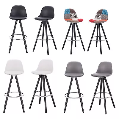 £98.99 • Buy 2x Bar Stools PU/Linen Breakfast Kitchen Pub Bar Stools With Footrest High Chair