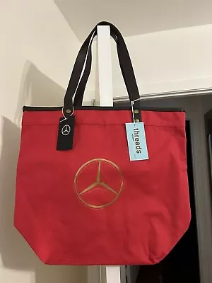 Mercedes Benz Logo Canvas Red Tote Bag Snap Closure 17x16x8 Smoke Free Pet Free • $5