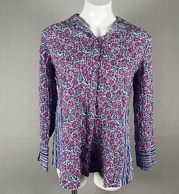 Habitat Clothes To Live In Button Front Top Size Medium Floral Crinkle Travel • $24.95