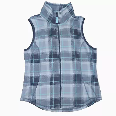 Made For Life Women’s Vest Gray Teal Plaid Fleece Warm Lightweight Sz PS • $12