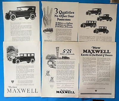 $13.50 • Buy Maxwell Motor Co. Vintage Automobile Company Car Ad Detroit Michigan Lot Of 6