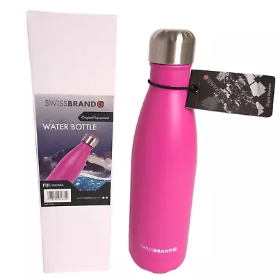 Swissbrand Stainless Steel Water Bottle Fiji Fuchsia Pink 16.9 Oz 500 Ml • $14.99