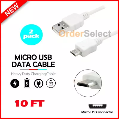 2X Micro USB 10FT Fast Rapid USB A To B Charger Data Cable Cord (U2A1-MCB-01SLV) • $4.89