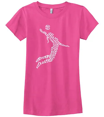 Girls Volleyball Player Typography Girls Fitted T-Shirt Team Gift Idea • $14.45
