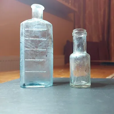 £2.50 • Buy Old GLASS CHEMIST Bottles X2. Pale Blue And Clear