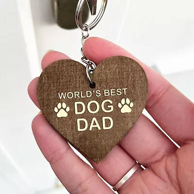 Funny BEST DOG DAD Gift Fathers Day Gift From The Dog Wood Keyring Dog Gifts • £3.99