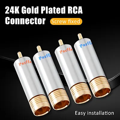 4pcs HiFi RCA Plug Male Connector Audio Gold Plated Connectors Cables Adapters • $14.79