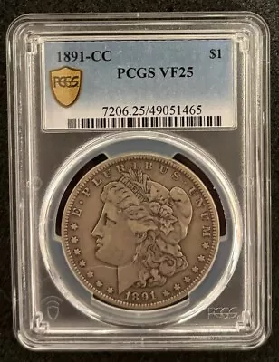 1891-CC Morgan Silver Dollar PCGS Gold Shield VF 25 Carson City Mint • $298