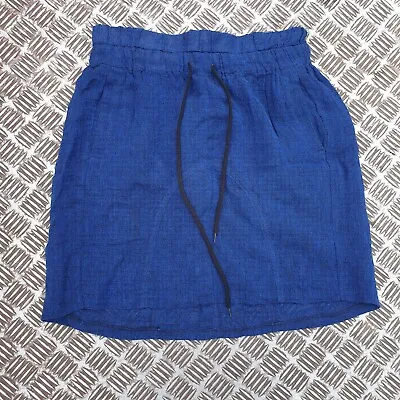 Bassike Ladies Sz 1 Linen Lined Blue Skirt Elastic Drawstring Waist • $50