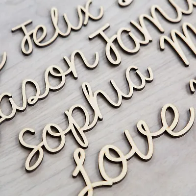 Wooden Personalised Names Script Bespoke Wedding Christmas Words Letters MDF END • £1.29
