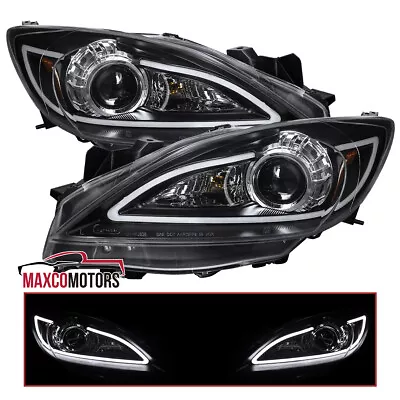 Black Projector Headlights Fits 2010-2013 Mazda 3 LED Strip Lamp Pair Left+Right • $311.49