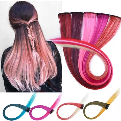 10pcs Two Toned Colored Colored Clip In Hair Extensions Streaks Hairpieces Woman • £11.70