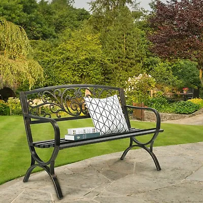 50  Bronze Bench Outdoor Patio Garden Cast Iron Metal Antique Style Love Seat • $109.98