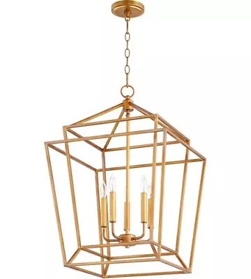 Quorum Lighting 8807-5-74 Monument 5 Light Entry Pendant Transitional Style Gold • $404.99