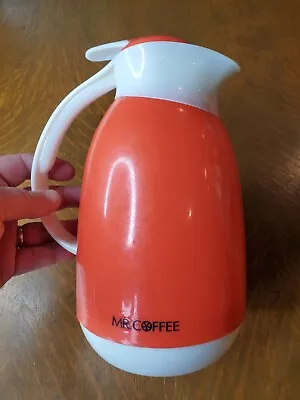Vintage MR COFFEE Orange And White Thermos Style Coffee Pot With Lid • $16.99