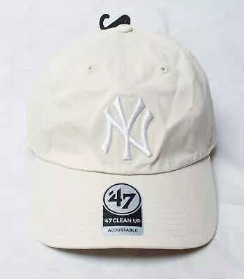 New York Yankees Unisex '47 Brand Adjustable Clean Up Dad Hat AH4 Beige OSFA • $29.99