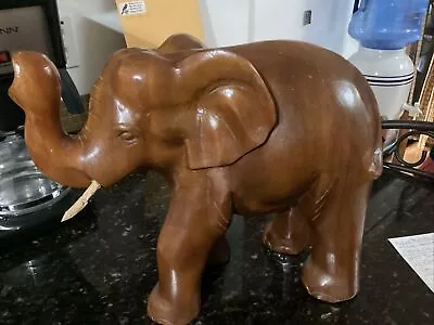 Vintage Hand Carved Wooden Elephant Statue • $16.50