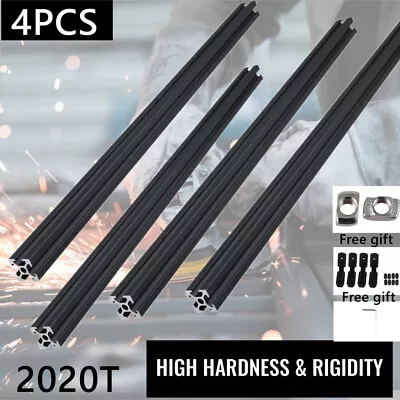 4Pcs T-Slot Aluminum Extrusion Profile 2020 20x20mm Nut6 Black Linear Rail • $79