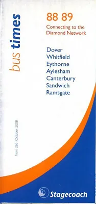 Stagecoach East Kent Bus Timetable (N081026) 88 89 Canterbury Sandwich Oct 2008 • £2.49