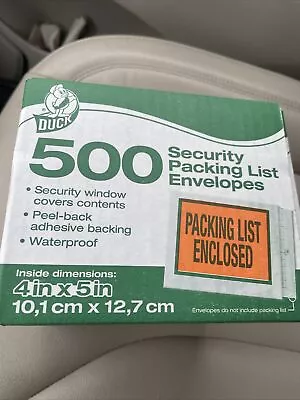 Duck 500 Count Security Packing List Envelopes 5  X 4  Inside Dimensions • $6