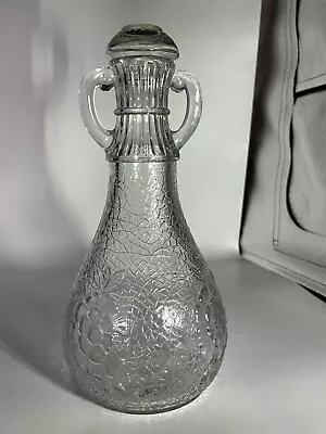 Vintage White House Vinegar Clear Glass Jug/Bottle/Decanter Loop Handles Flower • $15