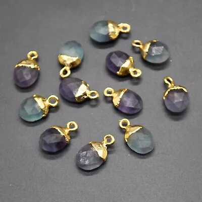 Oval Shaped FACETED Gemstone Charm Beads Earrings Pendants -10mm X 8mm • £8.99