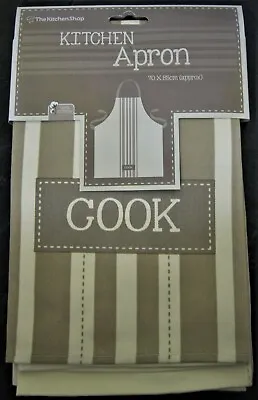 Adults Kitchen Apron Cream Beige Stripe Printed COOK Cotton Chef Cooking Baking • £8.99