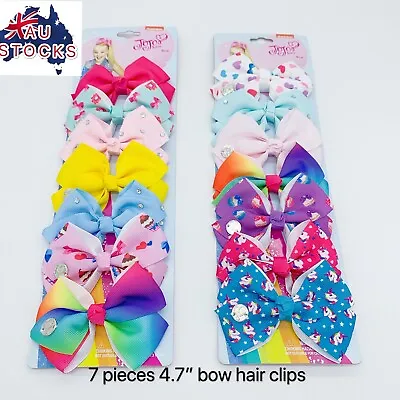 $9.95 • Buy 7pcs 4.7inches Jojo Siwa Bows Girls Hair Clips Gift Pack