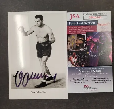 Max Schmeling JSA Certified Signed Black & White Photo Champion Boxer (d. 2005) • $70